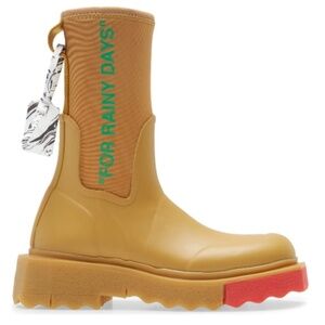 OFF-WHITE | Rain Boots Sponge Rubber For Rainy Days Boots Tan Pull On